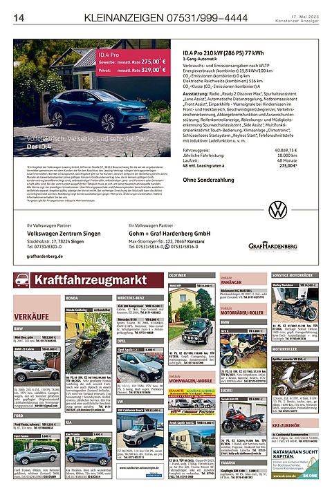 Kleinanzeigen 07531999-4444