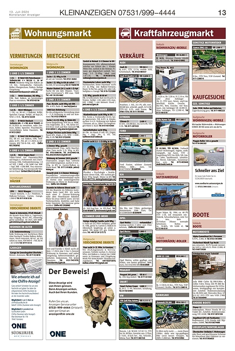 Kleinanzeigen 07531999-4444