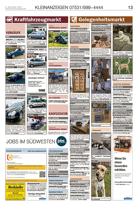 Kleinanzeigen 07531999-4444