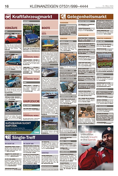 Kleinanzeigen 07531999-4444