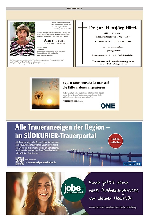Familienanzeigen