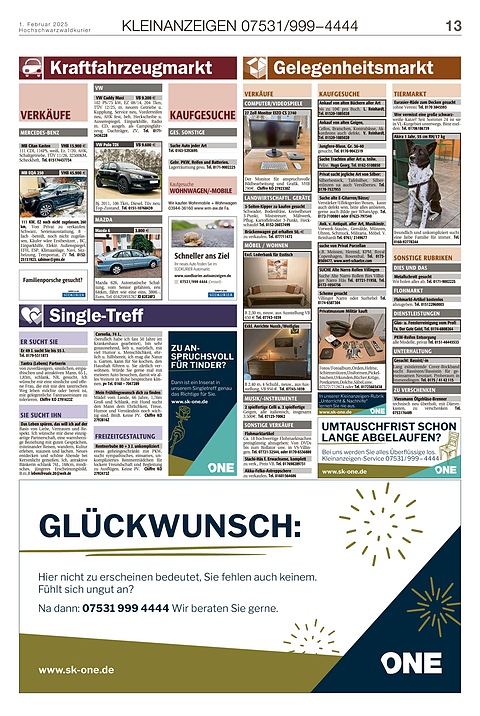 Kleinanzeigen 07531999-4444