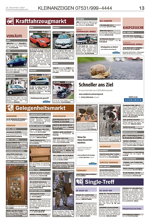Kleinanzeigen 07531999-4444