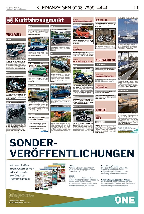 Kleinanzeigen 07531999-4444