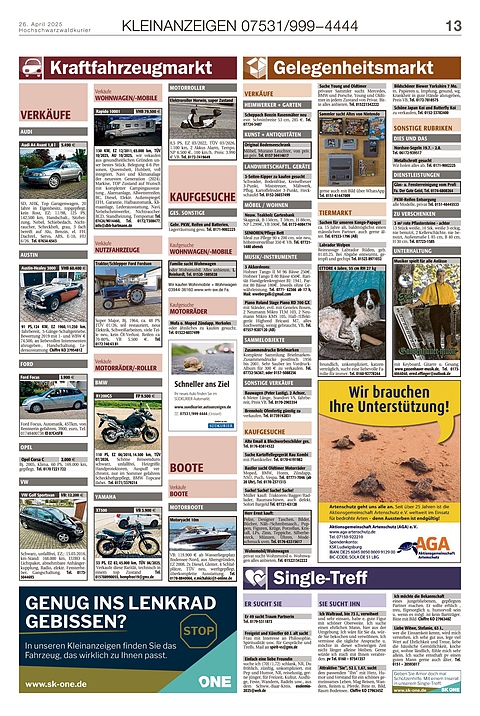 Kleinanzeigen 07531999-4444