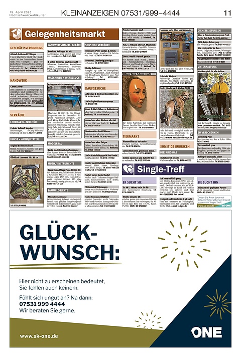 Kleinanzeigen 07531999-4444