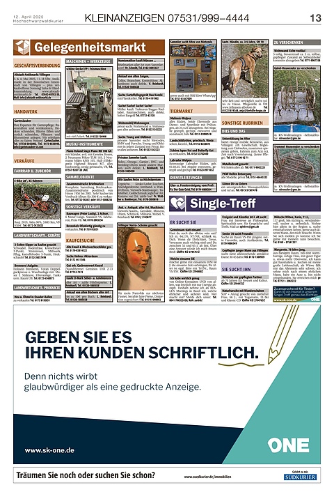 Kleinanzeigen 07531999-4444